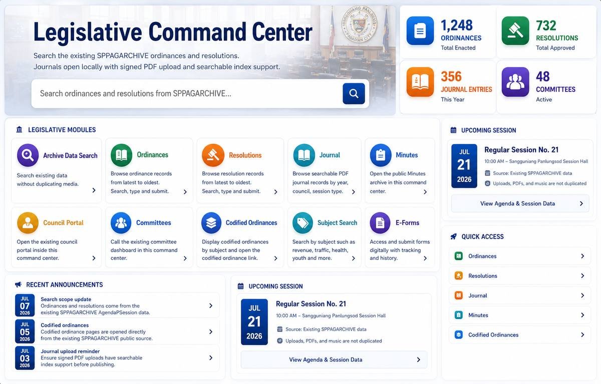 Legislative Command Center dashboard